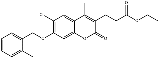 ethyl 3-[6-chloro-4-methyl-7-[(2-methylphenyl)methoxy]-2-oxochromen-3-yl]propanoate 结构式