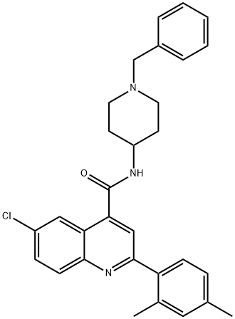 N-(1-benzylpiperidin-4-yl)-6-chloro-2-(2,4-dimethylphenyl)quinoline-4-carboxamide 结构式
