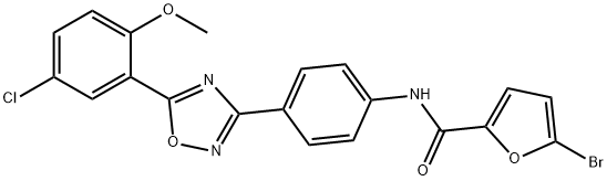 5-bromo-N-[4-[5-(5-chloro-2-methoxyphenyl)-1,2,4-oxadiazol-3-yl]phenyl]furan-2-carboxamide 结构式