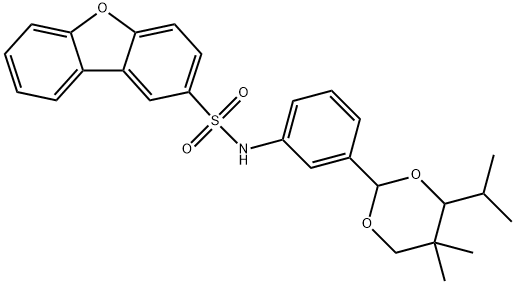 N-[3-(5,5-dimethyl-4-propan-2-yl-1,3-dioxan-2-yl)phenyl]dibenzofuran-2-sulfonamide 结构式