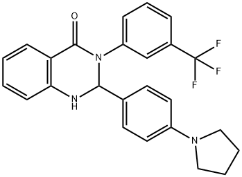 2-(4-pyrrolidin-1-ylphenyl)-3-[3-(trifluoromethyl)phenyl]-1,2-dihydroquinazolin-4-one 结构式