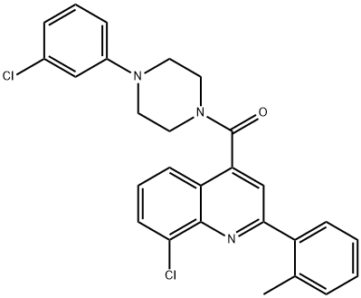 [8-chloro-2-(2-methylphenyl)quinolin-4-yl]-[4-(3-chlorophenyl)piperazin-1-yl]methanone 结构式