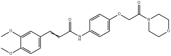 (E)-3-(3,4-dimethoxyphenyl)-N-[4-(2-morpholin-4-yl-2-oxoethoxy)phenyl]prop-2-enamide 结构式