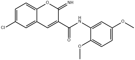 6-chloro-N-(2,5-dimethoxyphenyl)-2-iminochromene-3-carboxamide 结构式