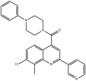 (7-chloro-8-methyl-2-pyridin-3-ylquinolin-4-yl)-(4-phenylpiperazin-1-yl)methanone 结构式