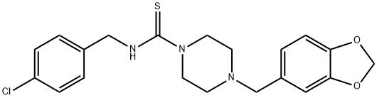 4-(1,3-benzodioxol-5-ylmethyl)-N-[(4-chlorophenyl)methyl]piperazine-1-carbothioamide 结构式