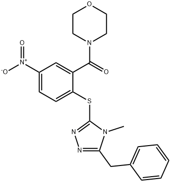 [2-[(5-benzyl-4-methyl-1,2,4-triazol-3-yl)sulfanyl]-5-nitrophenyl]-morpholin-4-ylmethanone 结构式