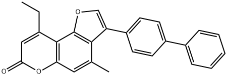 9-ethyl-4-methyl-3-(4-phenylphenyl)furo[2,3-f]chromen-7-one 结构式