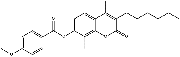 (3-hexyl-4,8-dimethyl-2-oxochromen-7-yl) 4-methoxybenzoate 结构式
