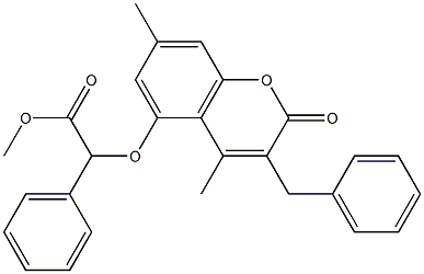 methyl 2-(3-benzyl-4,7-dimethyl-2-oxochromen-5-yl)oxy-2-phenylacetate 结构式