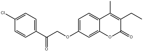 7-[2-(4-chlorophenyl)-2-oxoethoxy]-3-ethyl-4-methylchromen-2-one 结构式