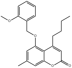 4-butyl-5-[(2-methoxyphenyl)methoxy]-7-methylchromen-2-one 结构式