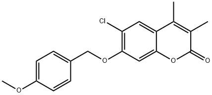 6-chloro-7-[(4-methoxyphenyl)methoxy]-3,4-dimethylchromen-2-one 结构式