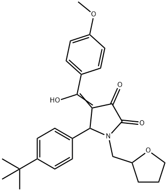 (4E)-5-(4-tert-butylphenyl)-4-[hydroxy-(4-methoxyphenyl)methylidene]-1-(oxolan-2-ylmethyl)pyrrolidine-2,3-dione 结构式