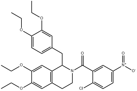 (2-chloro-5-nitrophenyl)-[1-[(3,4-diethoxyphenyl)methyl]-6,7-diethoxy-3,4-dihydro-1H-isoquinolin-2-yl]methanone 结构式