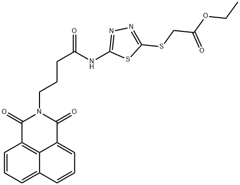 ethyl 2-[[5-[4-(1,3-dioxobenzo[de]isoquinolin-2-yl)butanoylamino]-1,3,4-thiadiazol-2-yl]sulfanyl]acetate 结构式