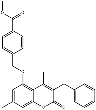 methyl 4-[(3-benzyl-4,7-dimethyl-2-oxochromen-5-yl)oxymethyl]benzoate 结构式