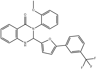 3-(2-methoxyphenyl)-2-[5-[3-(trifluoromethyl)phenyl]furan-2-yl]-1,2-dihydroquinazolin-4-one 结构式