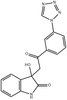 3-hydroxy-3-[2-oxo-2-[3-(tetrazol-1-yl)phenyl]ethyl]-1H-indol-2-one 结构式
