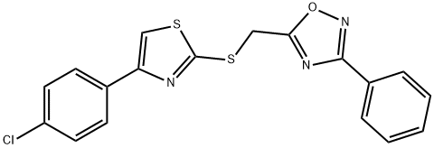 5-[[4-(4-chlorophenyl)-1,3-thiazol-2-yl]sulfanylmethyl]-3-phenyl-1,2,4-oxadiazole 结构式