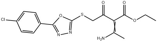 ethyl (E)-3-amino-2-[2-[[5-(4-chlorophenyl)-1,3,4-oxadiazol-2-yl]sulfanyl]acetyl]but-2-enoate 结构式