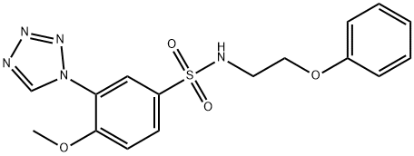 4-methoxy-N-(2-phenoxyethyl)-3-(tetrazol-1-yl)benzenesulfonamide 结构式