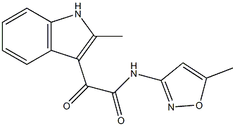 2-(2-methyl-1H-indol-3-yl)-N-(5-methyl-1,2-oxazol-3-yl)-2-oxoacetamide 结构式