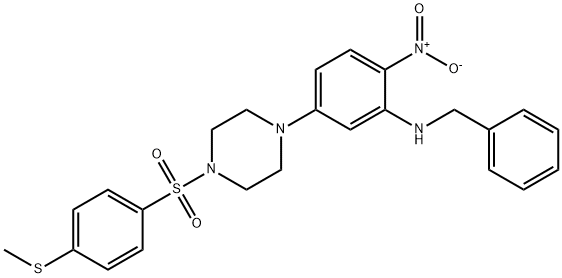 N-benzyl-5-[4-(4-methylsulfanylphenyl)sulfonylpiperazin-1-yl]-2-nitroaniline 结构式