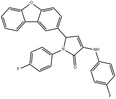 2-dibenzofuran-2-yl-4-(4-fluoroanilino)-1-(4-fluorophenyl)-2H-pyrrol-5-one 结构式