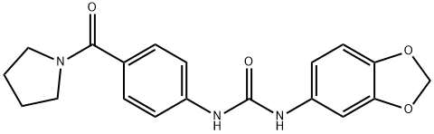 1-(1,3-benzodioxol-5-yl)-3-[4-(pyrrolidine-1-carbonyl)phenyl]urea 结构式