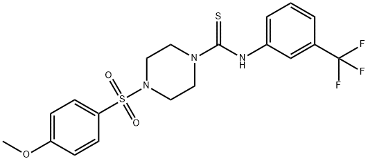 4-(4-methoxyphenyl)sulfonyl-N-[3-(trifluoromethyl)phenyl]piperazine-1-carbothioamide 结构式