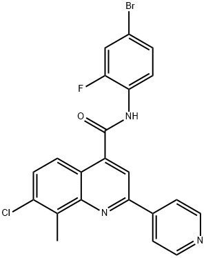 N-(4-bromo-2-fluorophenyl)-7-chloro-8-methyl-2-pyridin-4-ylquinoline-4-carboxamide 结构式