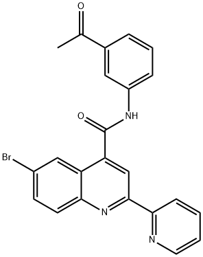 N-(3-acetylphenyl)-6-bromo-2-pyridin-2-ylquinoline-4-carboxamide 结构式