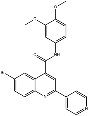 6-bromo-N-(3,4-dimethoxyphenyl)-2-pyridin-4-ylquinoline-4-carboxamide 结构式