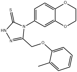 4-(2,3-dihydro-1,4-benzodioxin-6-yl)-3-[(2-methylphenoxy)methyl]-1H-1,2,4-triazole-5-thione 结构式