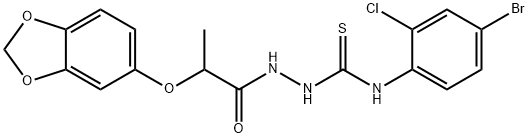 1-[2-(1,3-benzodioxol-5-yloxy)propanoylamino]-3-(4-bromo-2-chlorophenyl)thiourea 结构式