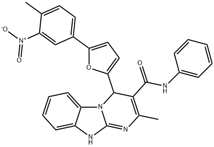 2-methyl-4-[5-(4-methyl-3-nitrophenyl)furan-2-yl]-N-phenyl-1,4-dihydropyrimido[1,2-a]benzimidazole-3-carboxamide 结构式