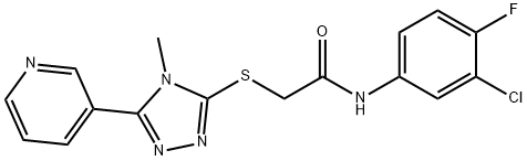 N-(3-chloro-4-fluorophenyl)-2-[(4-methyl-5-pyridin-3-yl-1,2,4-triazol-3-yl)sulfanyl]acetamide 结构式