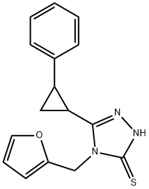 4-(furan-2-ylmethyl)-3-(2-phenylcyclopropyl)-1H-1,2,4-triazole-5-thione 结构式