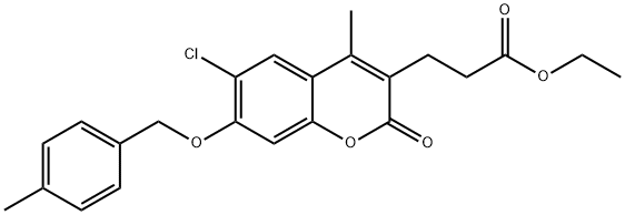 ethyl 3-[6-chloro-4-methyl-7-[(4-methylphenyl)methoxy]-2-oxochromen-3-yl]propanoate 结构式