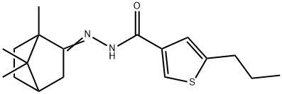 5-propyl-N-[(Z)-(4,7,7-trimethyl-3-bicyclo[2.2.1]heptanylidene)amino]thiophene-3-carboxamide 结构式