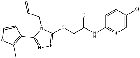 N-(5-chloropyridin-2-yl)-2-[[5-(2-methylfuran-3-yl)-4-prop-2-enyl-1,2,4-triazol-3-yl]sulfanyl]acetamide 结构式