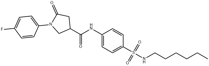 1-(4-fluorophenyl)-N-[4-(hexylsulfamoyl)phenyl]-5-oxopyrrolidine-3-carboxamide 结构式