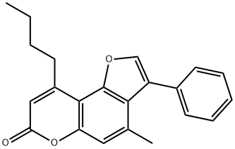 9-butyl-4-methyl-3-phenylfuro[2,3-f]chromen-7-one 结构式