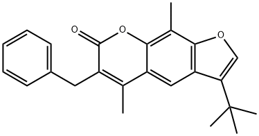 6-benzyl-3-tert-butyl-5,9-dimethylfuro[3,2-g]chromen-7-one 结构式