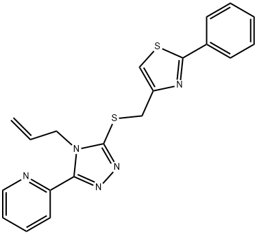 2-phenyl-4-[(4-prop-2-enyl-5-pyridin-2-yl-1,2,4-triazol-3-yl)sulfanylmethyl]-1,3-thiazole 结构式