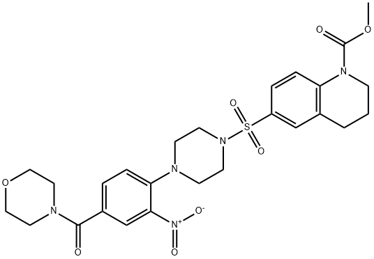 methyl 6-[4-[4-(morpholine-4-carbonyl)-2-nitrophenyl]piperazin-1-yl]sulfonyl-3,4-dihydro-2H-quinoline-1-carboxylate 结构式