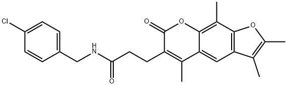 N-[(4-chlorophenyl)methyl]-3-(2,3,5,9-tetramethyl-7-oxofuro[3,2-g]chromen-6-yl)propanamide 结构式