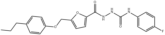 1-(4-fluorophenyl)-3-[[5-[(4-propylphenoxy)methyl]furan-2-carbonyl]amino]urea 结构式