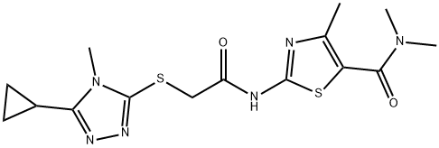 2-[[2-[(5-cyclopropyl-4-methyl-1,2,4-triazol-3-yl)sulfanyl]acetyl]amino]-N,N,4-trimethyl-1,3-thiazole-5-carboxamide 结构式